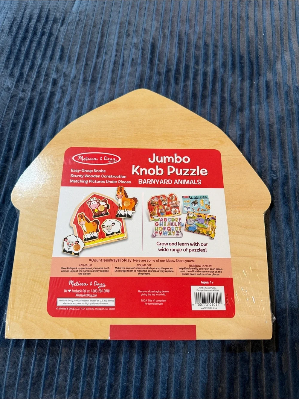 Melissa & Doug Barnyard Animals Jumbo Knob Puzzle - Red Background